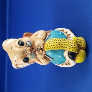 VTG Woodlander Bunny Figurine NANETTE the Knitter - 3 in. tall